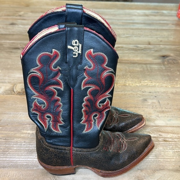 Girls Leather Cowboy Boots Size 13 - Picture 1 of 8